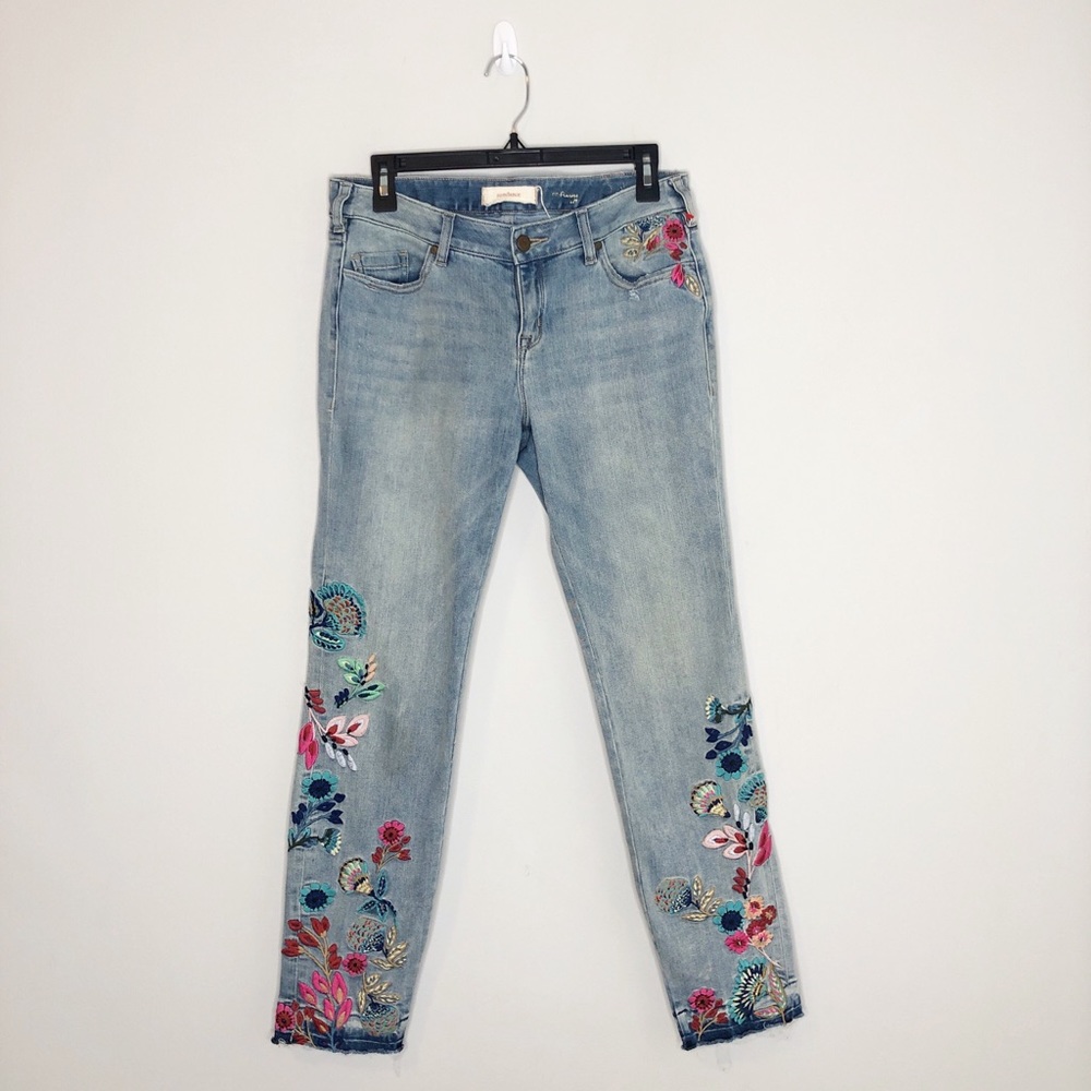 Sundance Light Wash Embroidered Straight Leg Jeans
